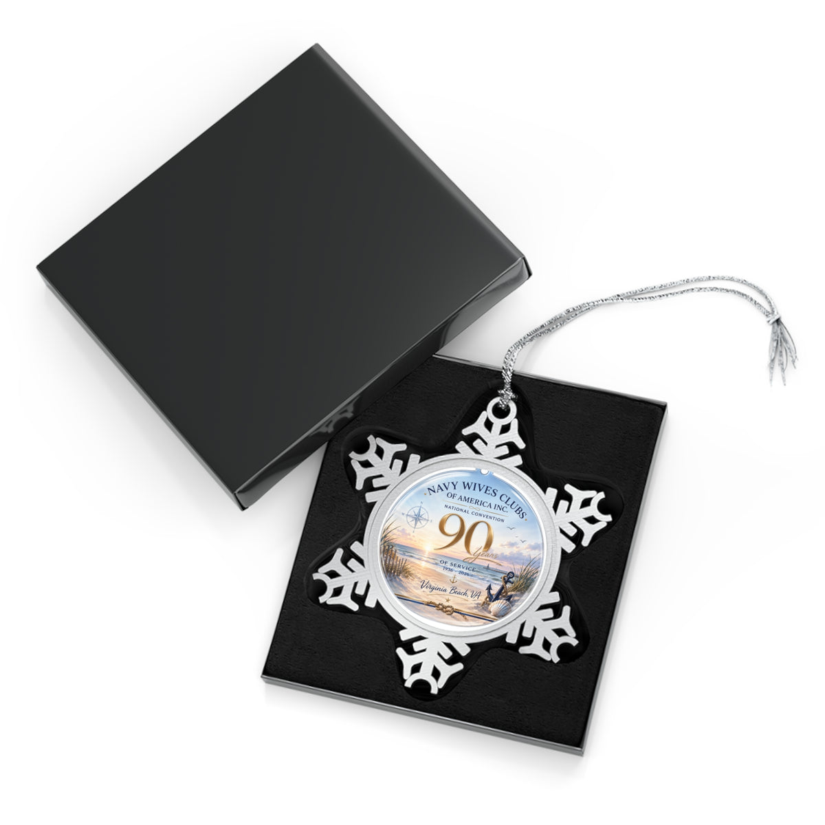 Pewter Snowflake Ornament — Navy Wives Clubs 90th Anniversary Keepsake
