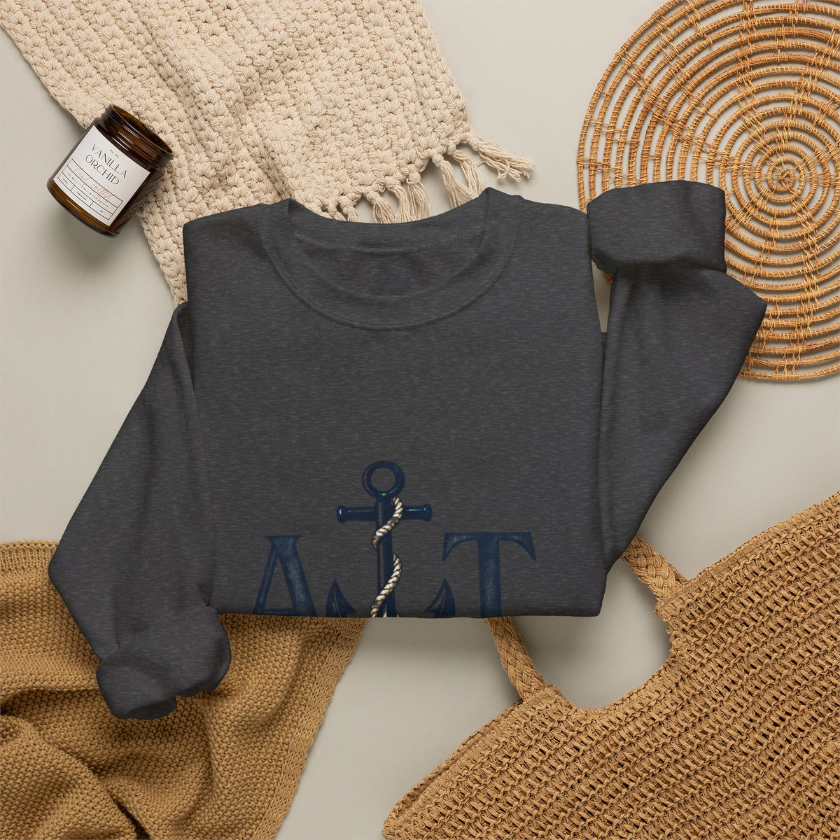 Miles Apart, Anchored Together — Marine Wife Deployment Crewneck Sweatshirt