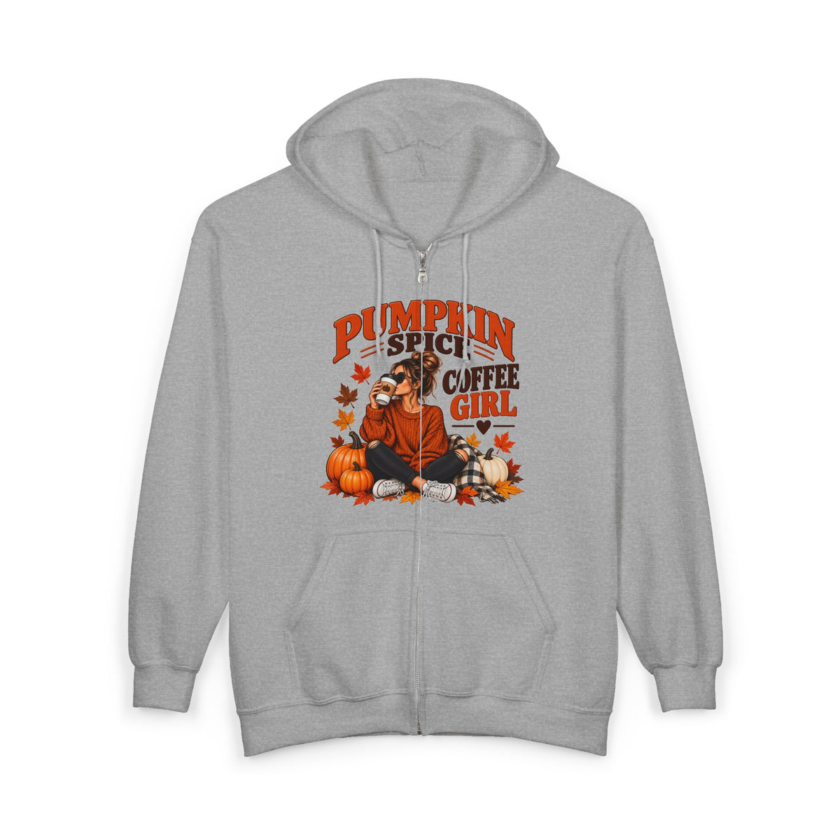 Pumpkin Spice Coffee Girl Zip Hoodie — Fall Pumpkin Autumn Sweater