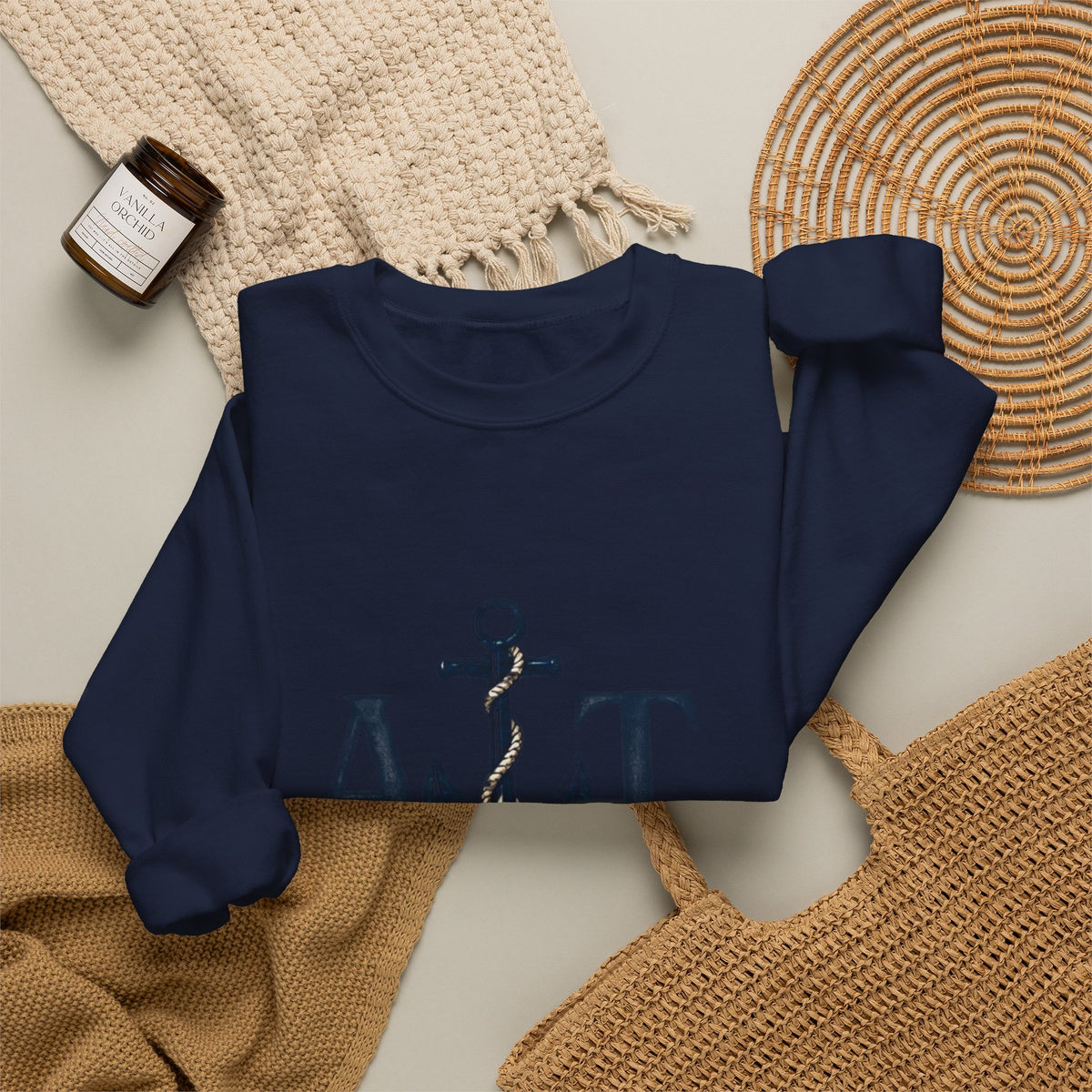 Miles Apart, Anchored Together — Marine Wife Deployment Crewneck Sweatshirt