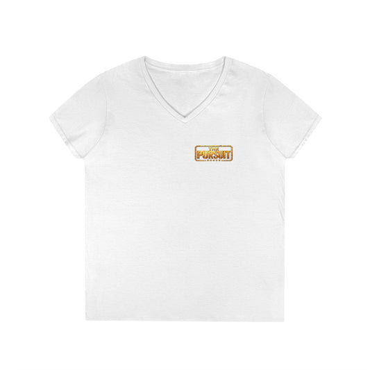 The Pursuit Mission in Progress V-Neck Tee — Travel Packing Graphic