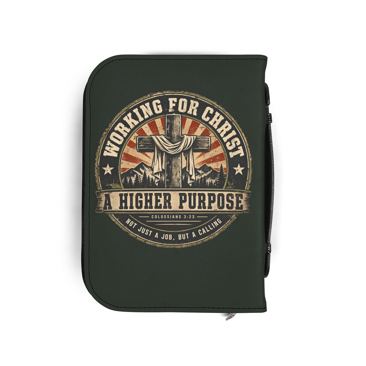 Bible Cover — "You Never Fought Alone / God My Battle Buddy" Christian Zip Bible Case