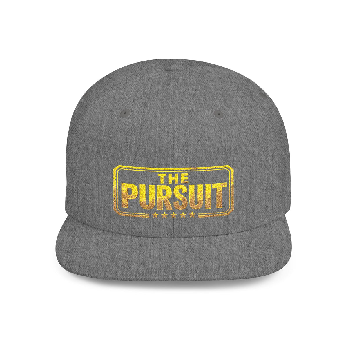 Snapback Hat — "The Pursuit" Gold Logo Flat Bill Cap