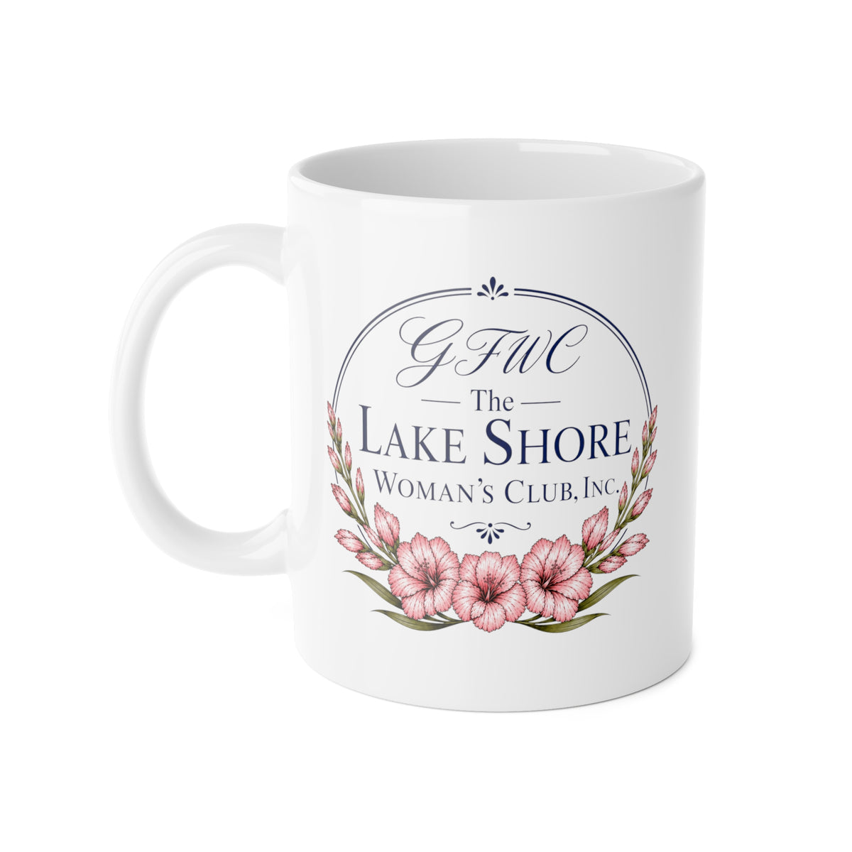 GFWC Mug - The Lake Shore Woman's Club Floral Logo Ceramic Mug (11oz)