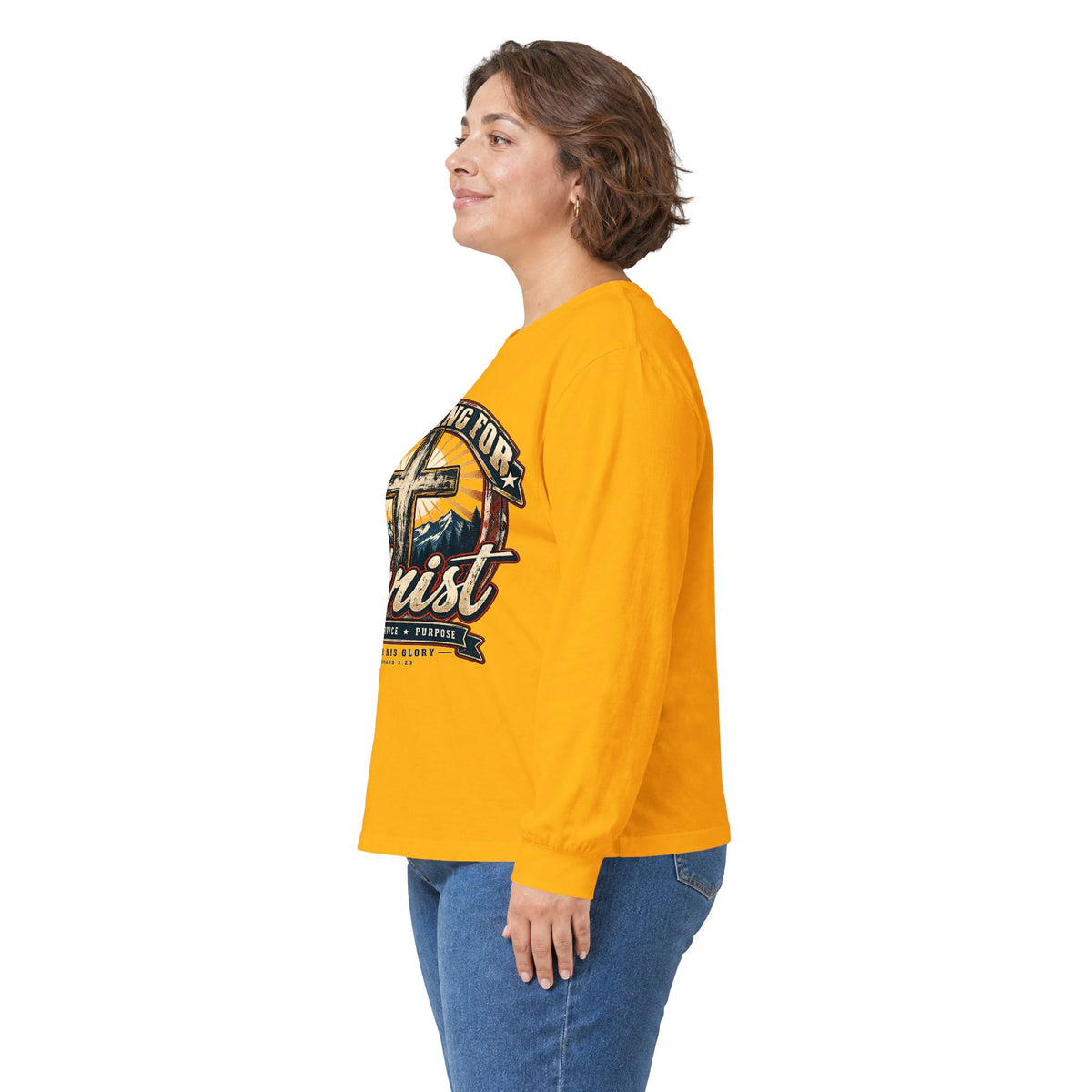 Working for Christ Long Sleeve Tee — Christian Faith Cross Shirt