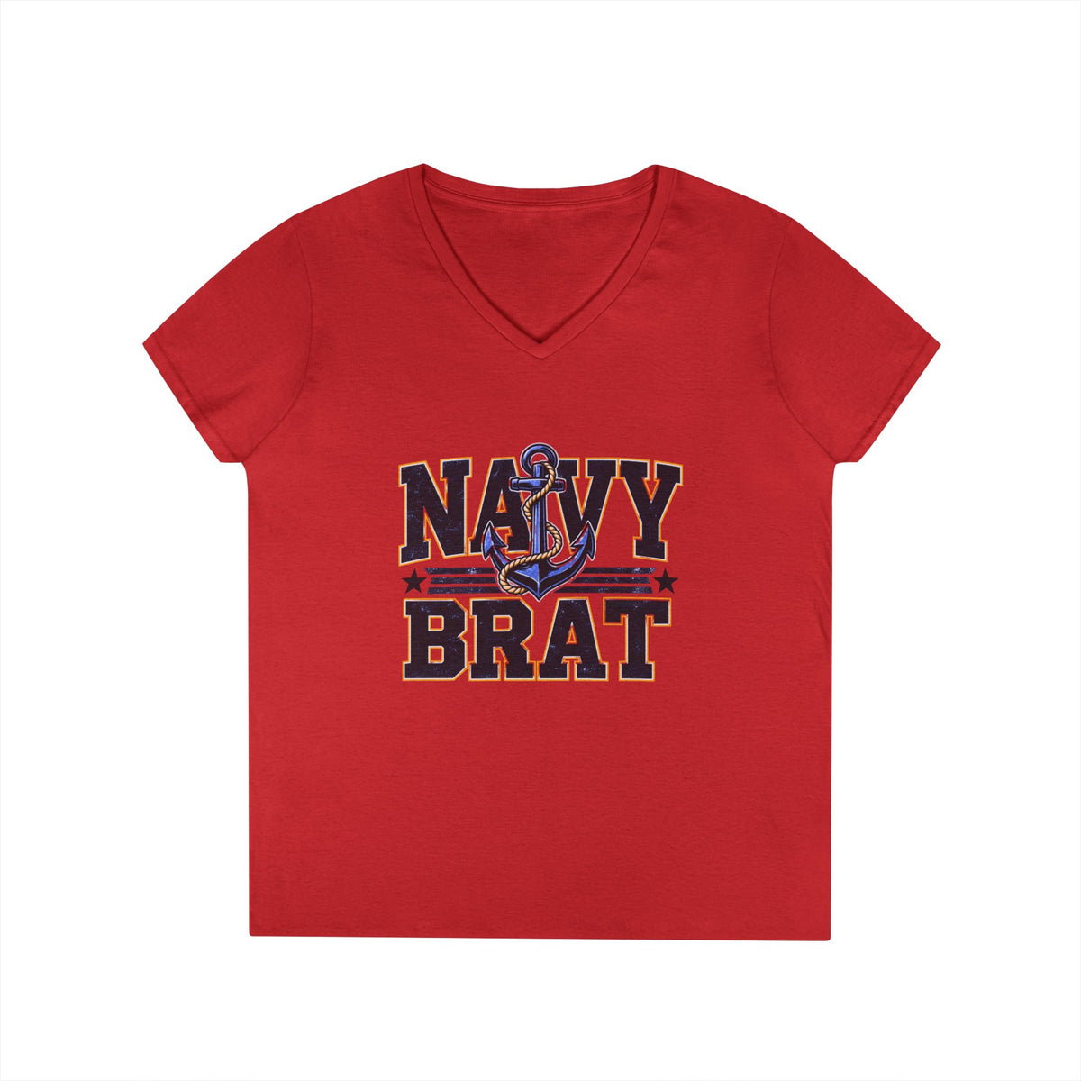 Navy Brat V-Neck Tee — Women's Military Family Shirt
