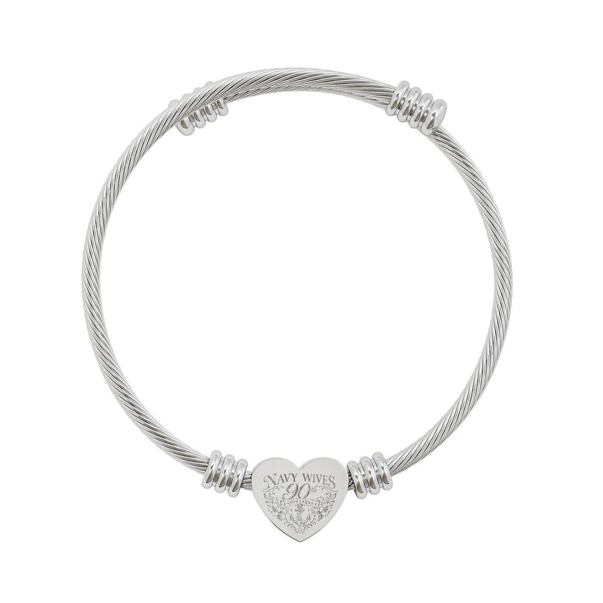 Navy Wives Heart Cuff Bracelet (Engraving)