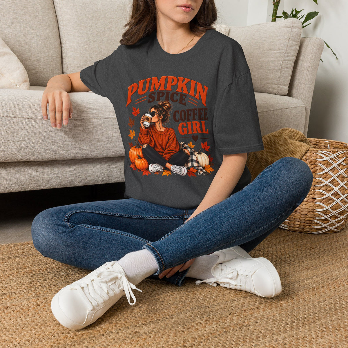 Pumpkin Spice Coffee Girl T‑Shirt — Autumn Cozy Fall Graphic Tee