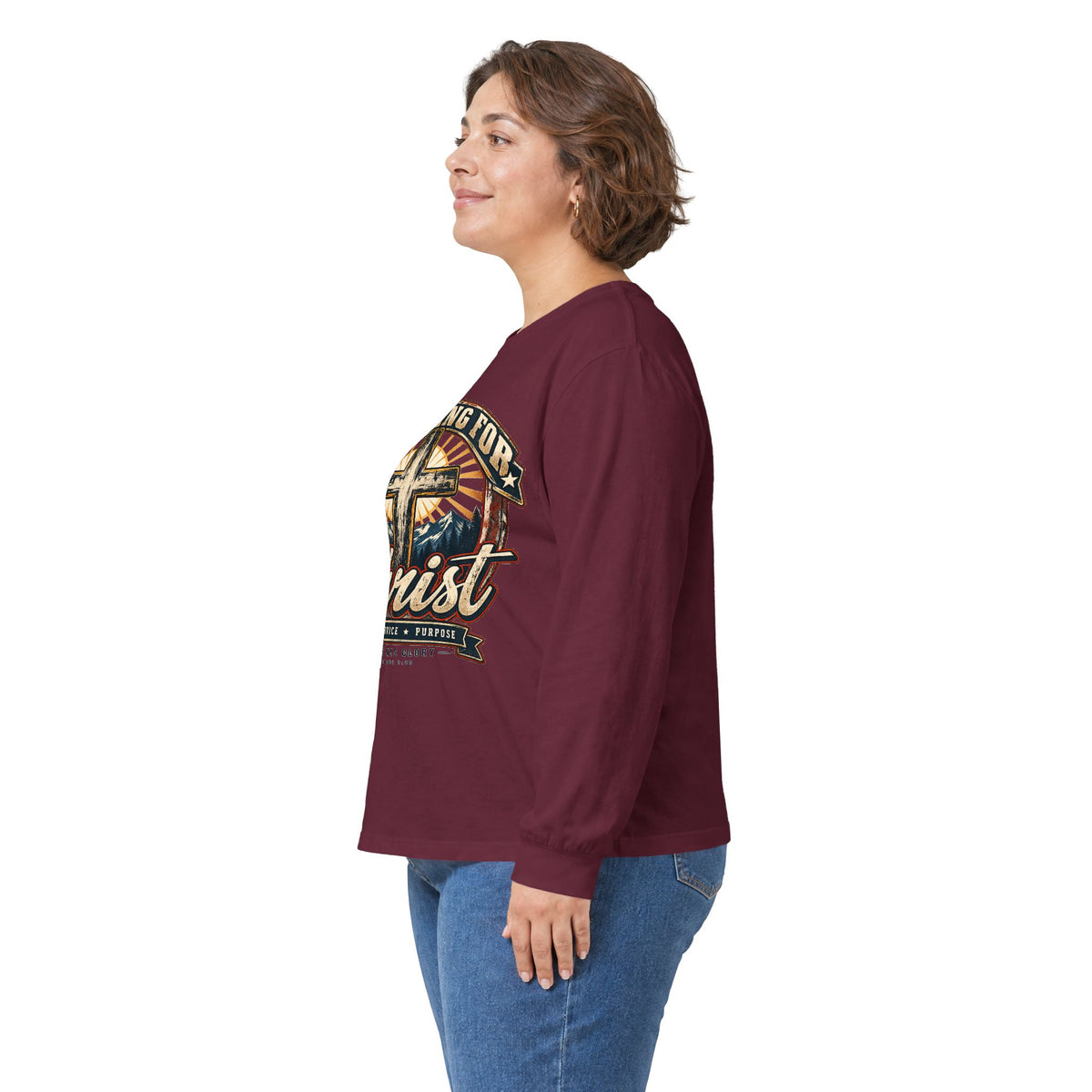 Working for Christ Long Sleeve Tee — Christian Faith Cross Shirt