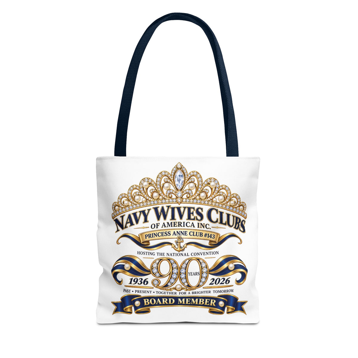 Navy Wives Club Tote Bag — 'Different Journeys, Same Navy Family' AOP Tote