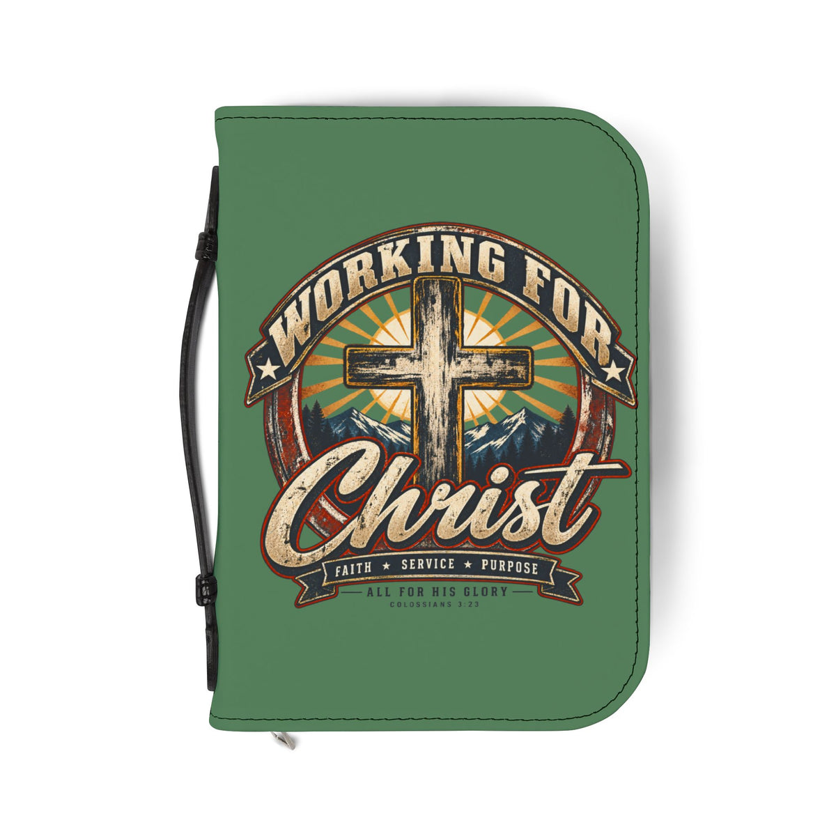 Bible Cover - "Working for Christ" / Grandpa Veteran Cross Zippered Bible Case