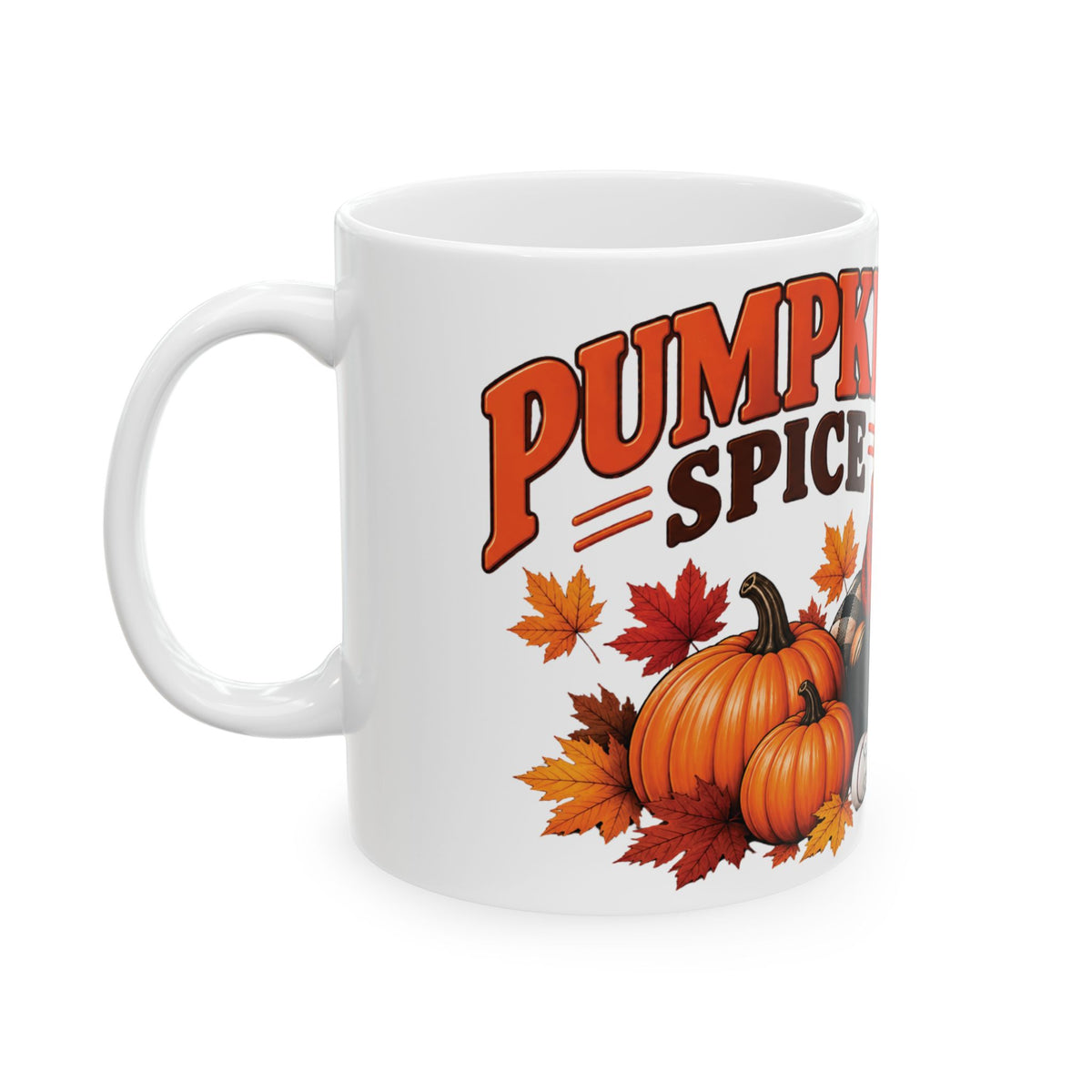 Pumpkin Spice Coffee Mug — Cozy Fall Woman Drinking Coffee (11oz & 15oz)
