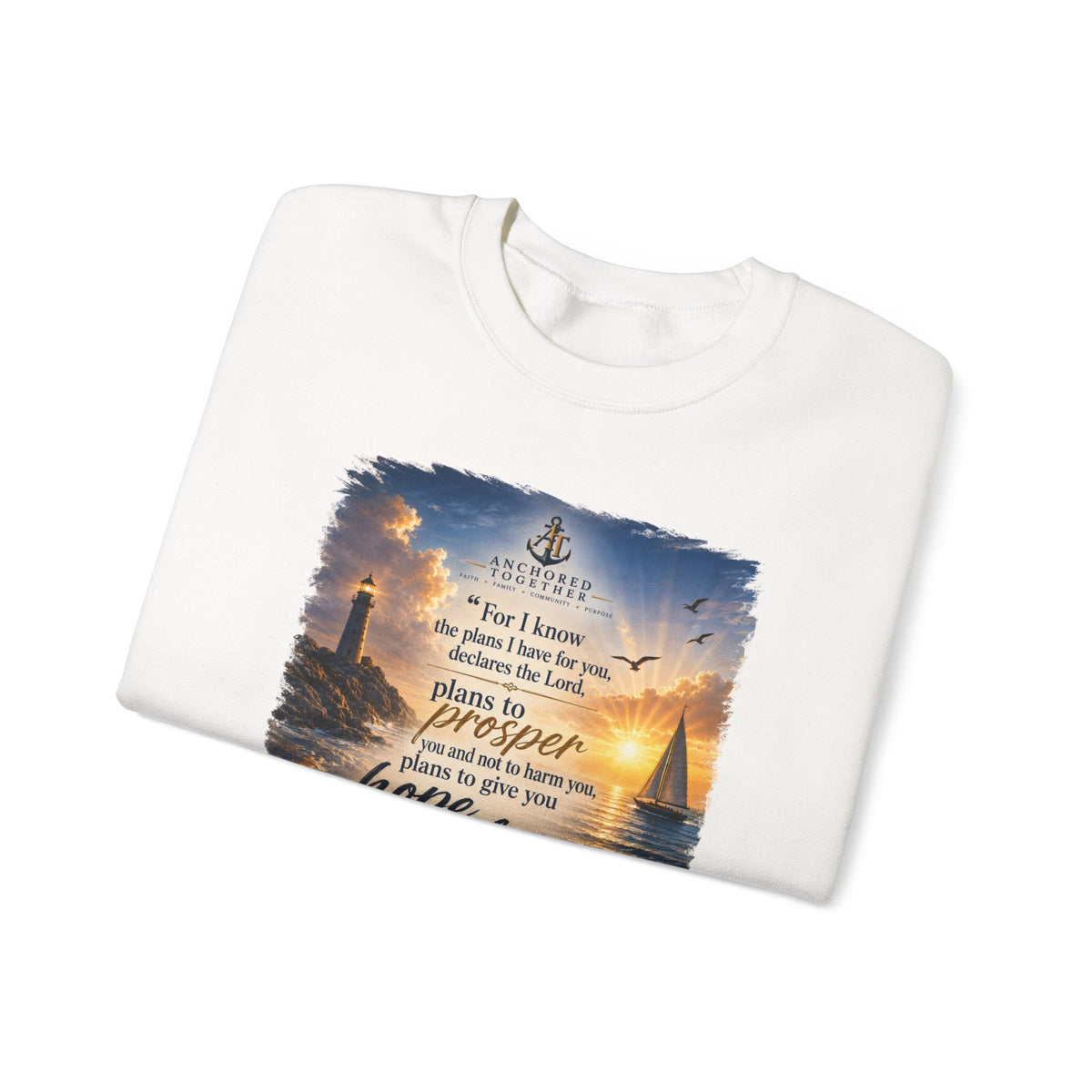 Anchored Together Nautical Faith Crewneck Sweatshirt — Military Family Gift