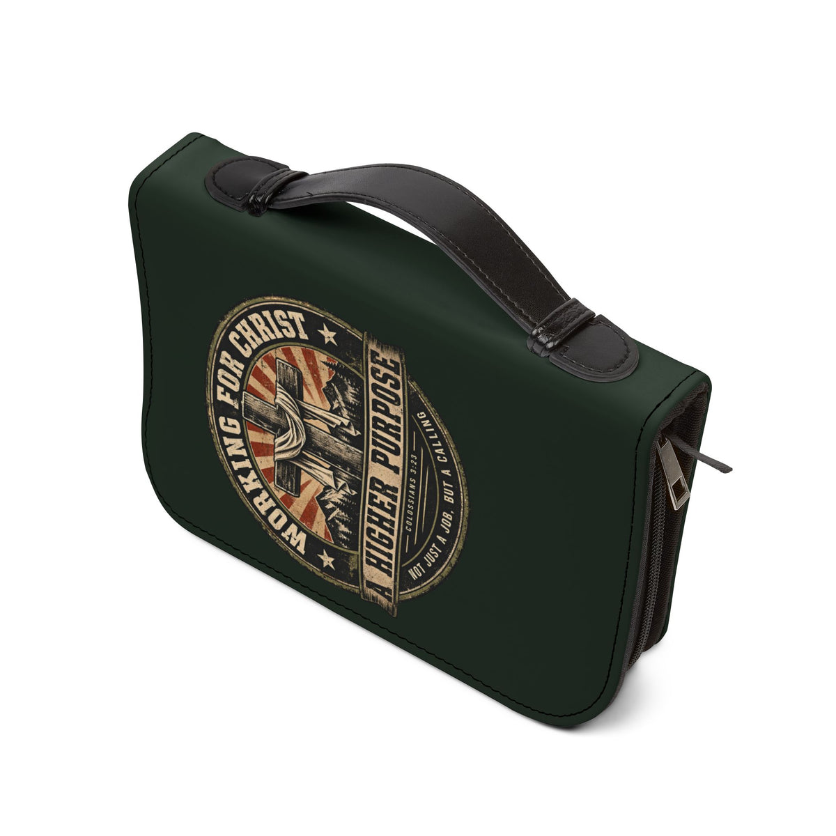 Bible Cover — "You Never Fought Alone / God My Battle Buddy" Christian Zip Bible Case