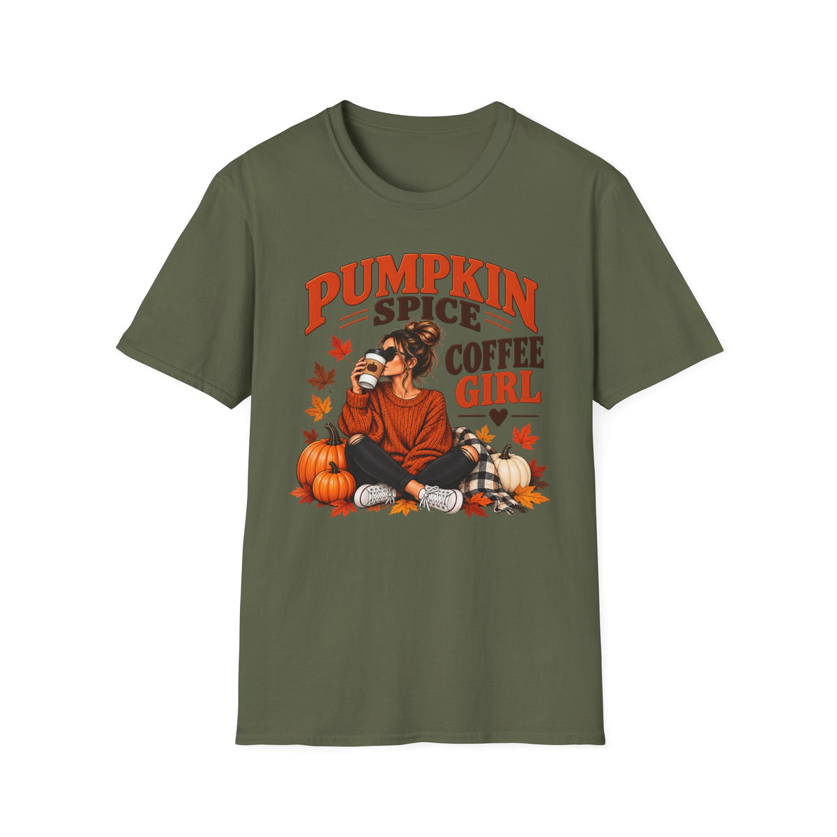 Pumpkin Spice Coffee Girl T‑Shirt — Autumn Cozy Fall Graphic Tee