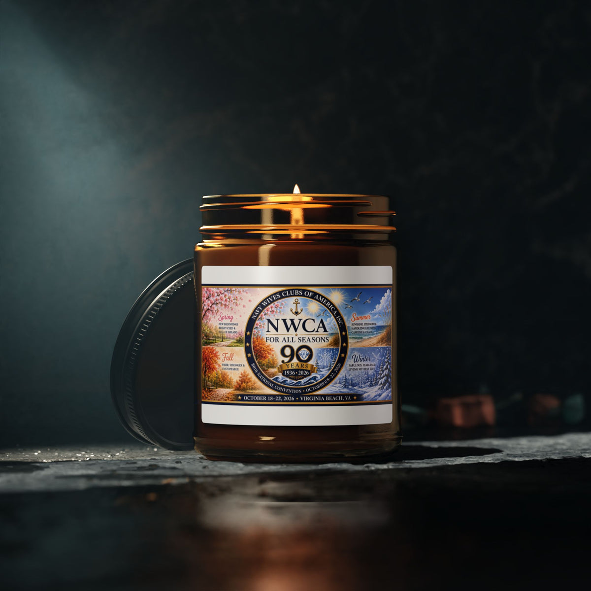 NWCA 90th Anniversary Scented Soy Candle — Amber Jar (Multiple Sizes)