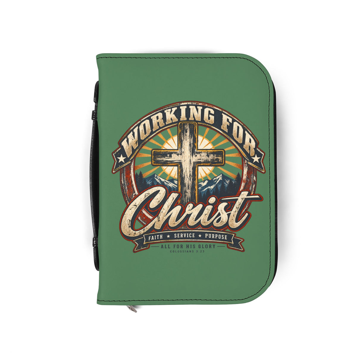 Bible Cover - "Working for Christ" / Grandpa Veteran Cross Zippered Bible Case