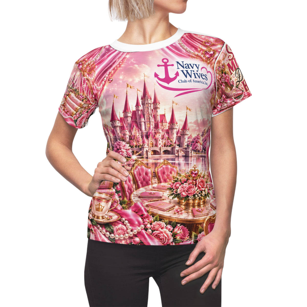 Navy Wives Pink Castle All-Over Print Women's Tee