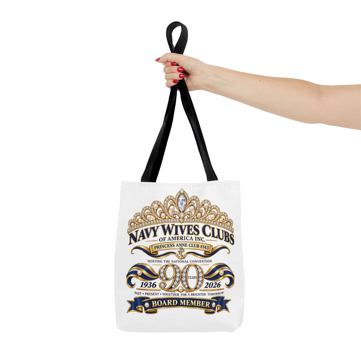 Navy Wives Club Tote Bag — 'Different Journeys, Same Navy Family' AOP Tote