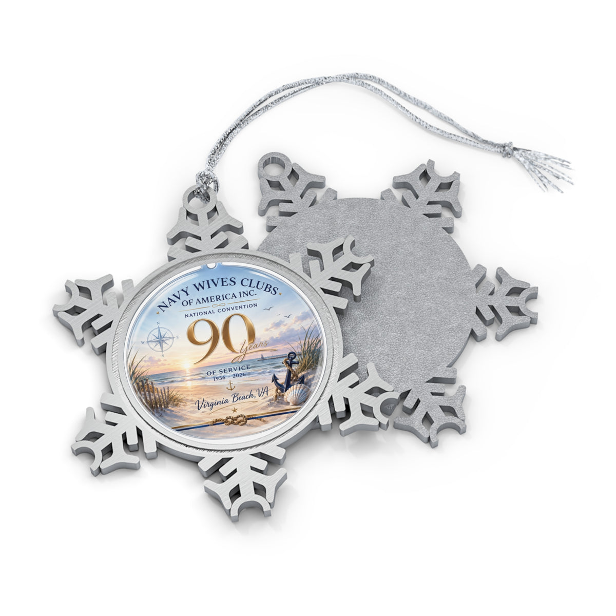 Pewter Snowflake Ornament — Navy Wives Clubs 90th Anniversary Keepsake