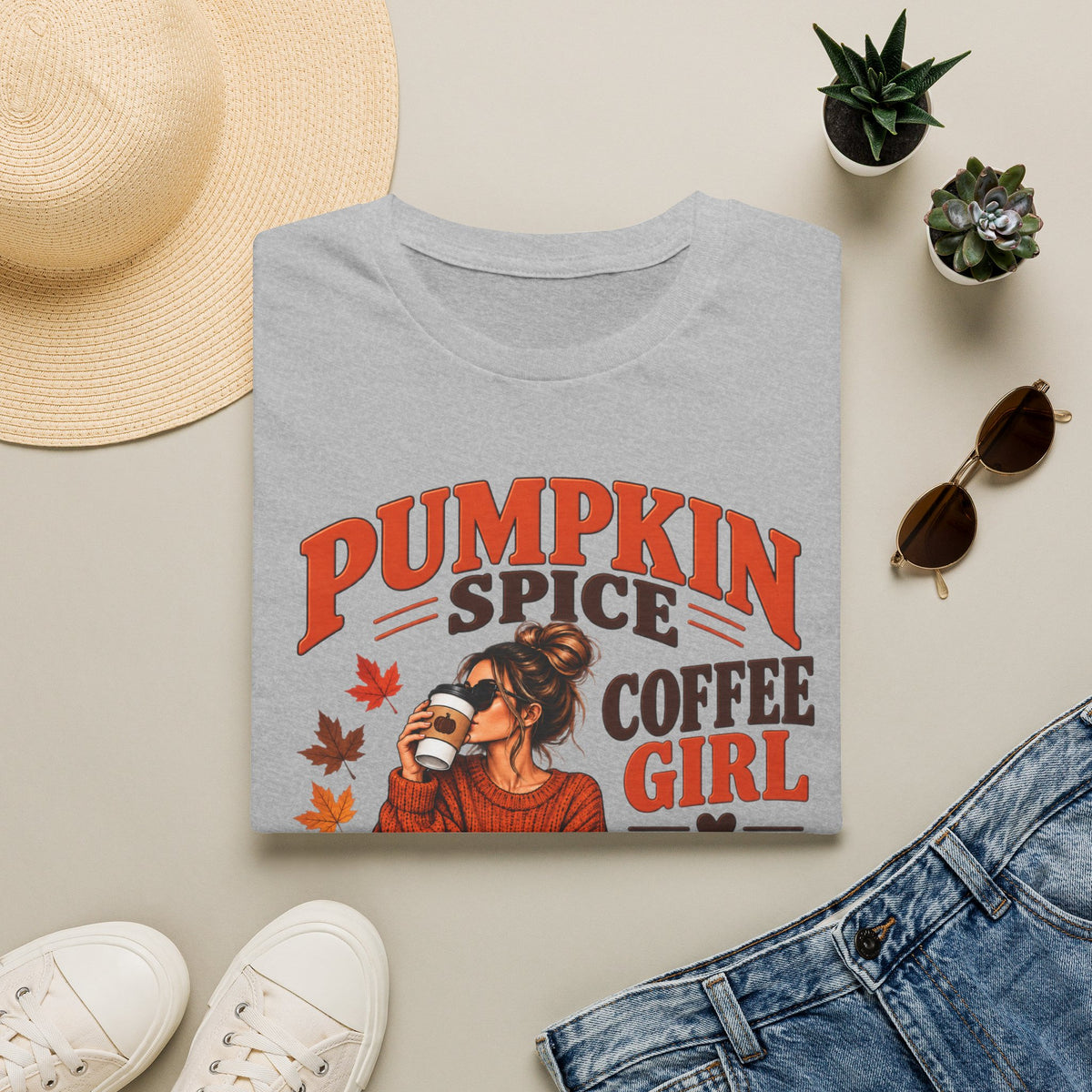 Pumpkin Spice Coffee Girl T‑Shirt — Autumn Cozy Fall Graphic Tee