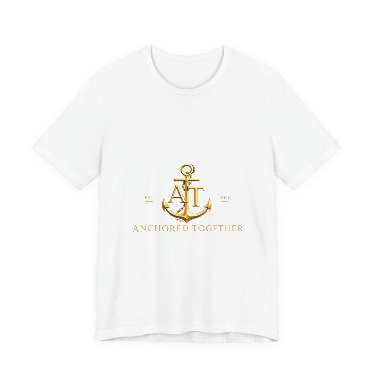 Anchored Together Anchor Tee — Nautical Gold Logo Short Sleeve Shirt