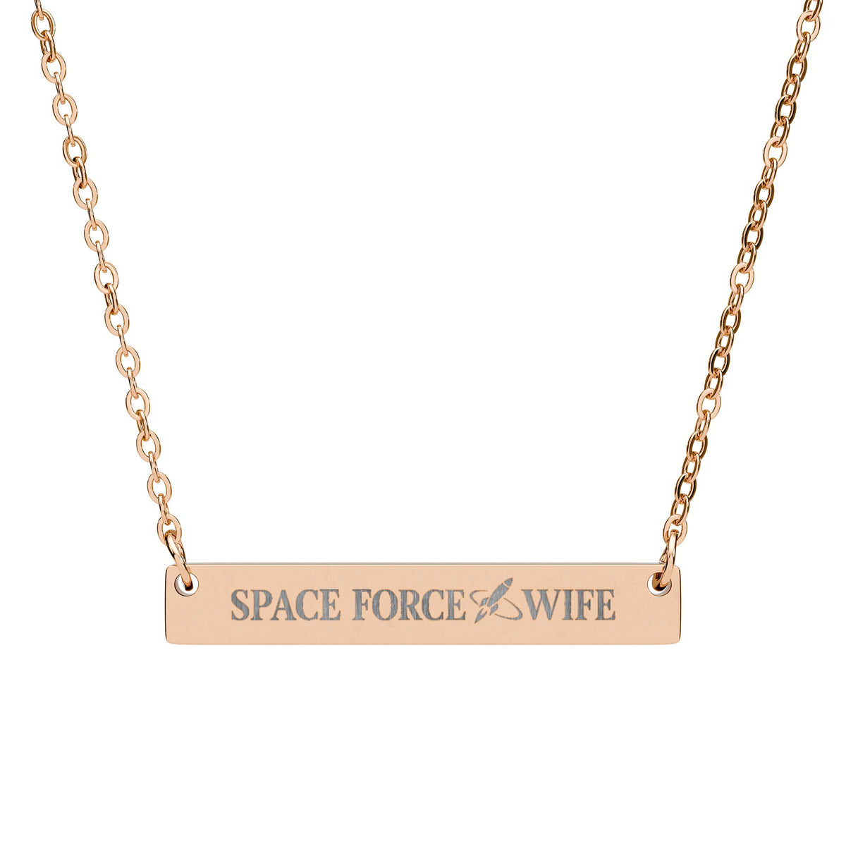 Engraved 'Space Force Wife' Bar Necklace
