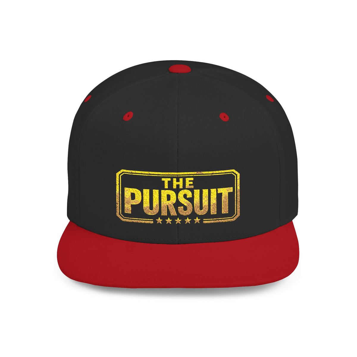 Snapback Hat — "The Pursuit" Gold Logo Flat Bill Cap