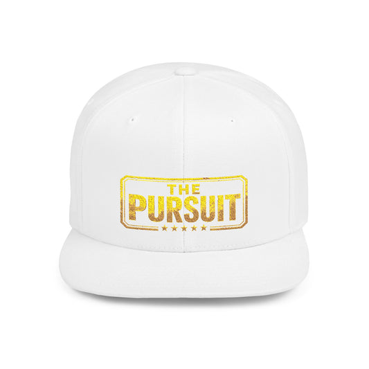Snapback Hat — "The Pursuit" Gold Logo Flat Bill Cap