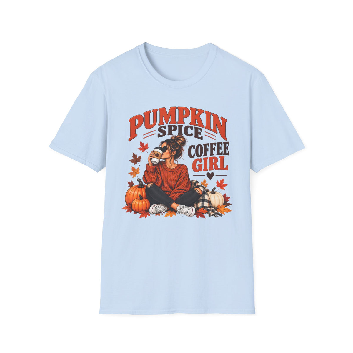 Pumpkin Spice Coffee Girl T‑Shirt — Autumn Cozy Fall Graphic Tee
