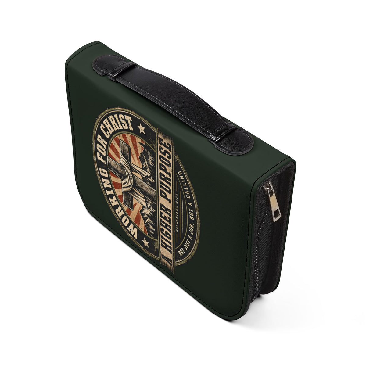 Bible Cover — "You Never Fought Alone / God My Battle Buddy" Christian Zip Bible Case