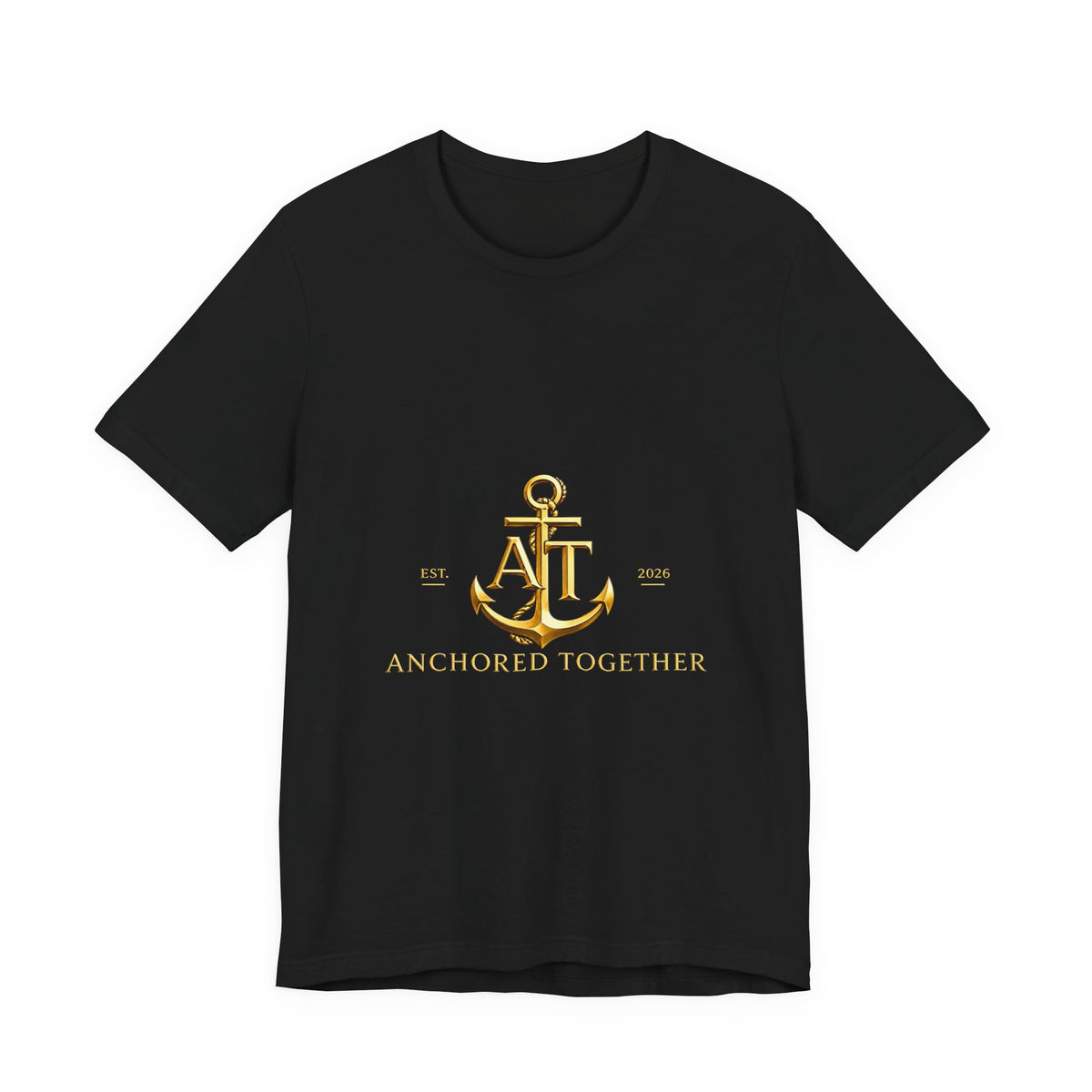Anchored Together Anchor Tee — Nautical Gold Logo Short Sleeve Shirt