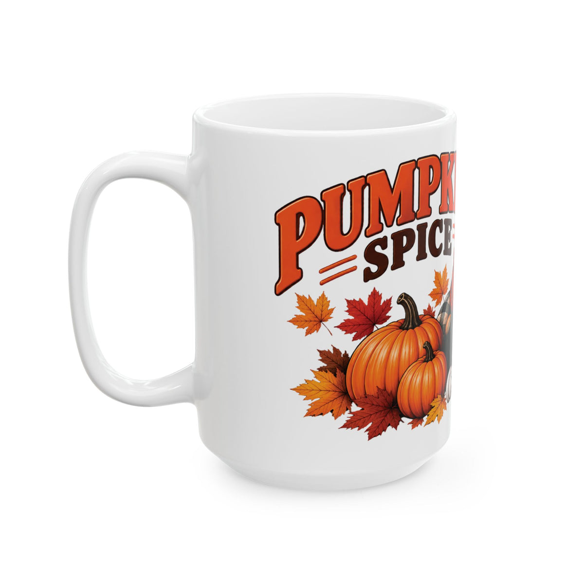 Pumpkin Spice Coffee Mug — Cozy Fall Woman Drinking Coffee (11oz & 15oz)
