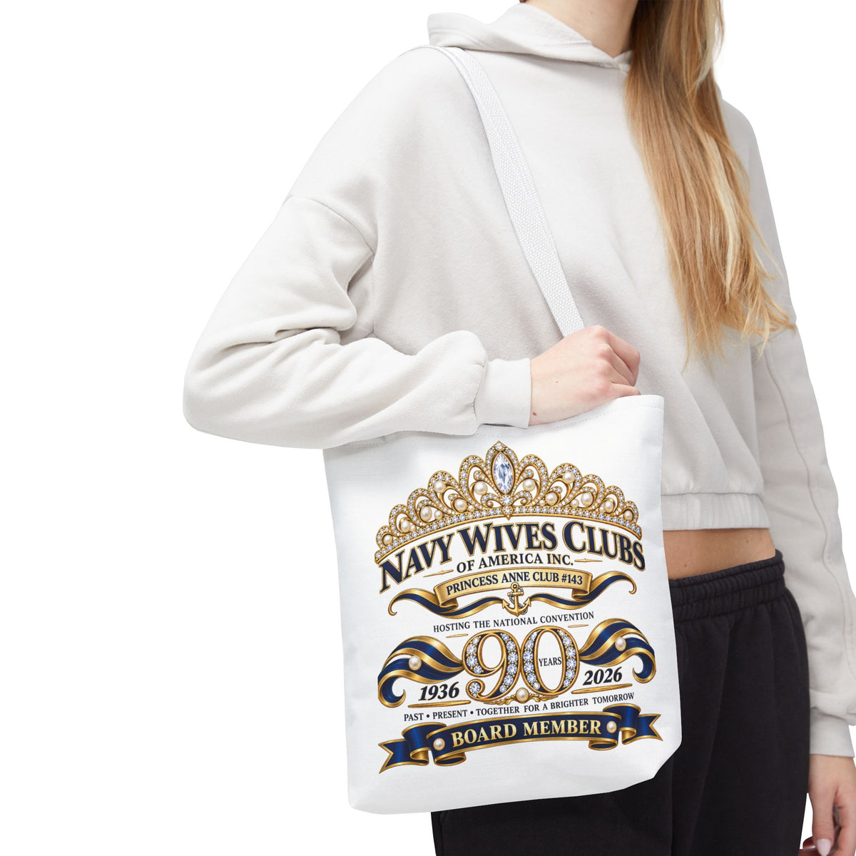 Navy Wives Club Tote Bag — 'Different Journeys, Same Navy Family' AOP Tote