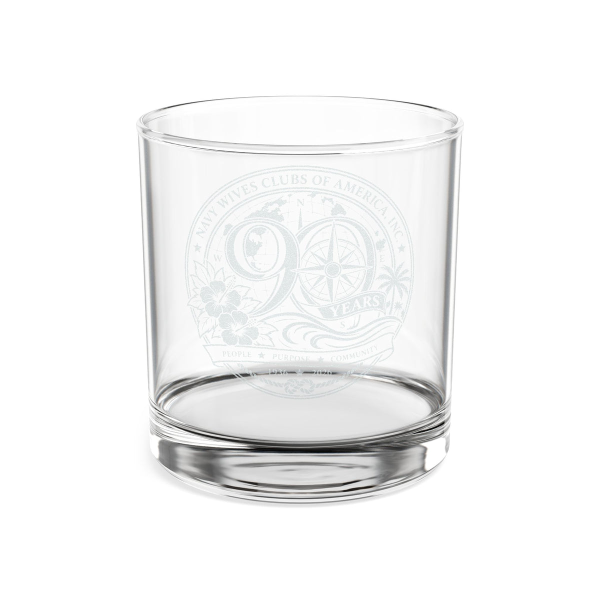 Navy Wives 90th Anniversary Whiskey Glass, 10.5oz (Engraving)