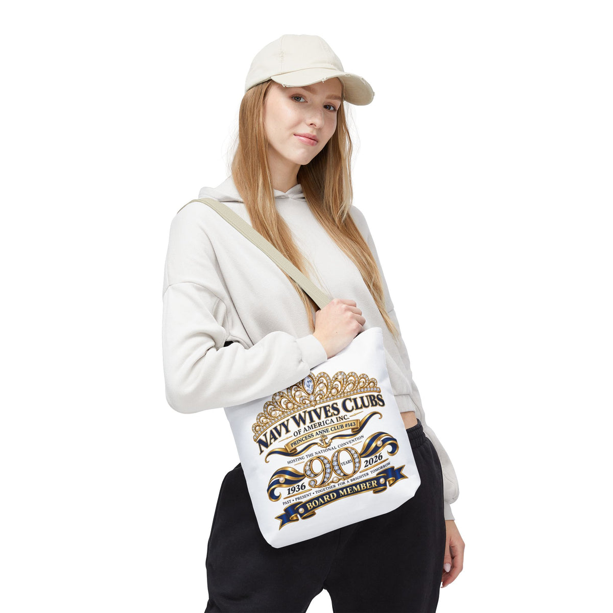 Navy Wives Club Tote Bag — 'Different Journeys, Same Navy Family' AOP Tote