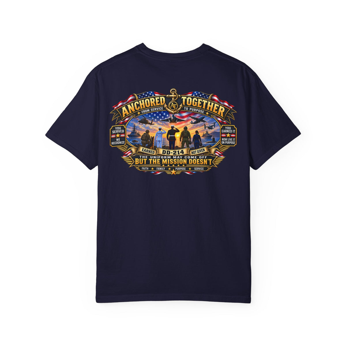 Anchored Together Military DD-214 Tribute T-Shirt — "Anchored Together" Graphic Tee