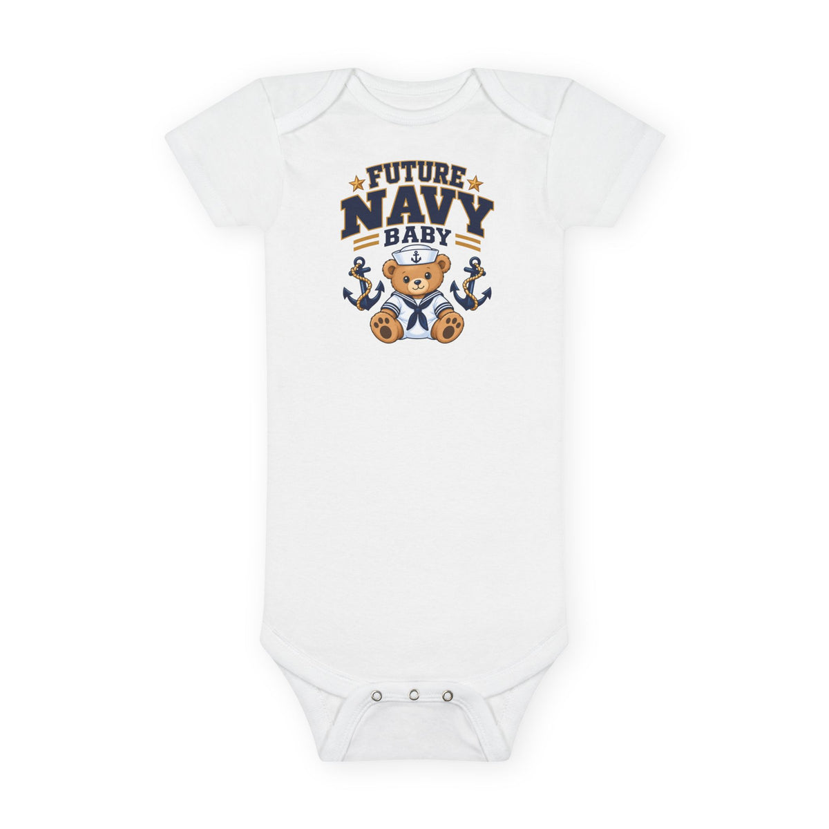 Future Navy Baby Onesie - Cute Teddy Anchor Infant Bodysuit