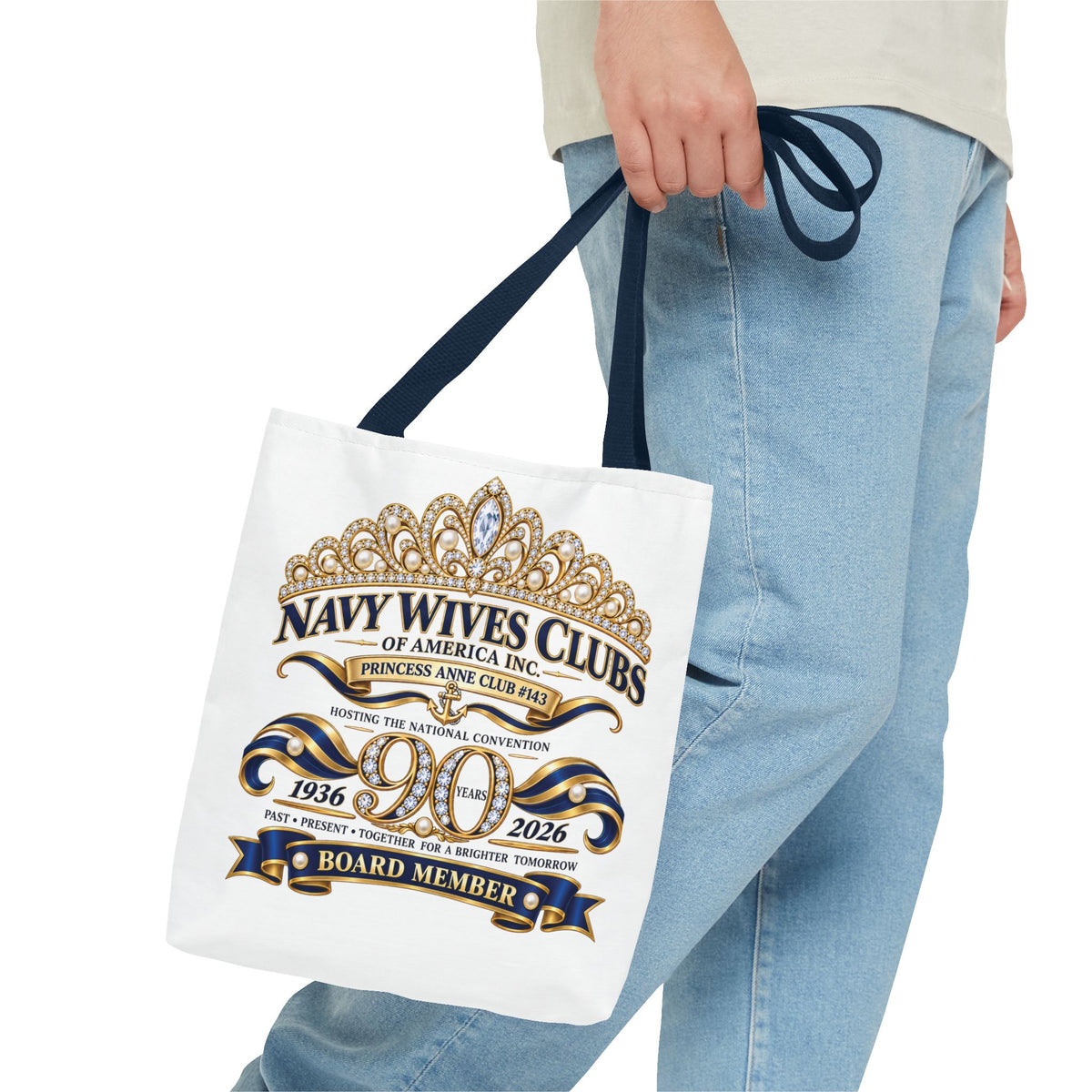 Navy Wives Club Tote Bag — 'Different Journeys, Same Navy Family' AOP Tote