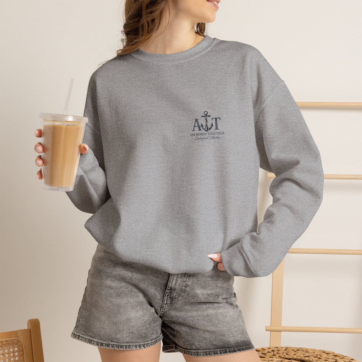 Miles Apart, Anchored Together — Military Family Crewneck Sweatshirt