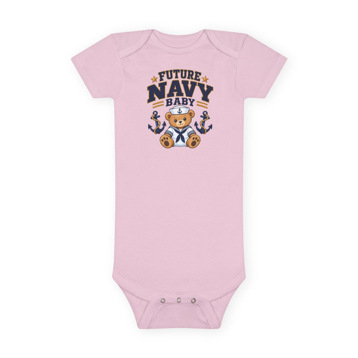 Future Navy Baby Onesie - Cute Teddy Anchor Infant Bodysuit