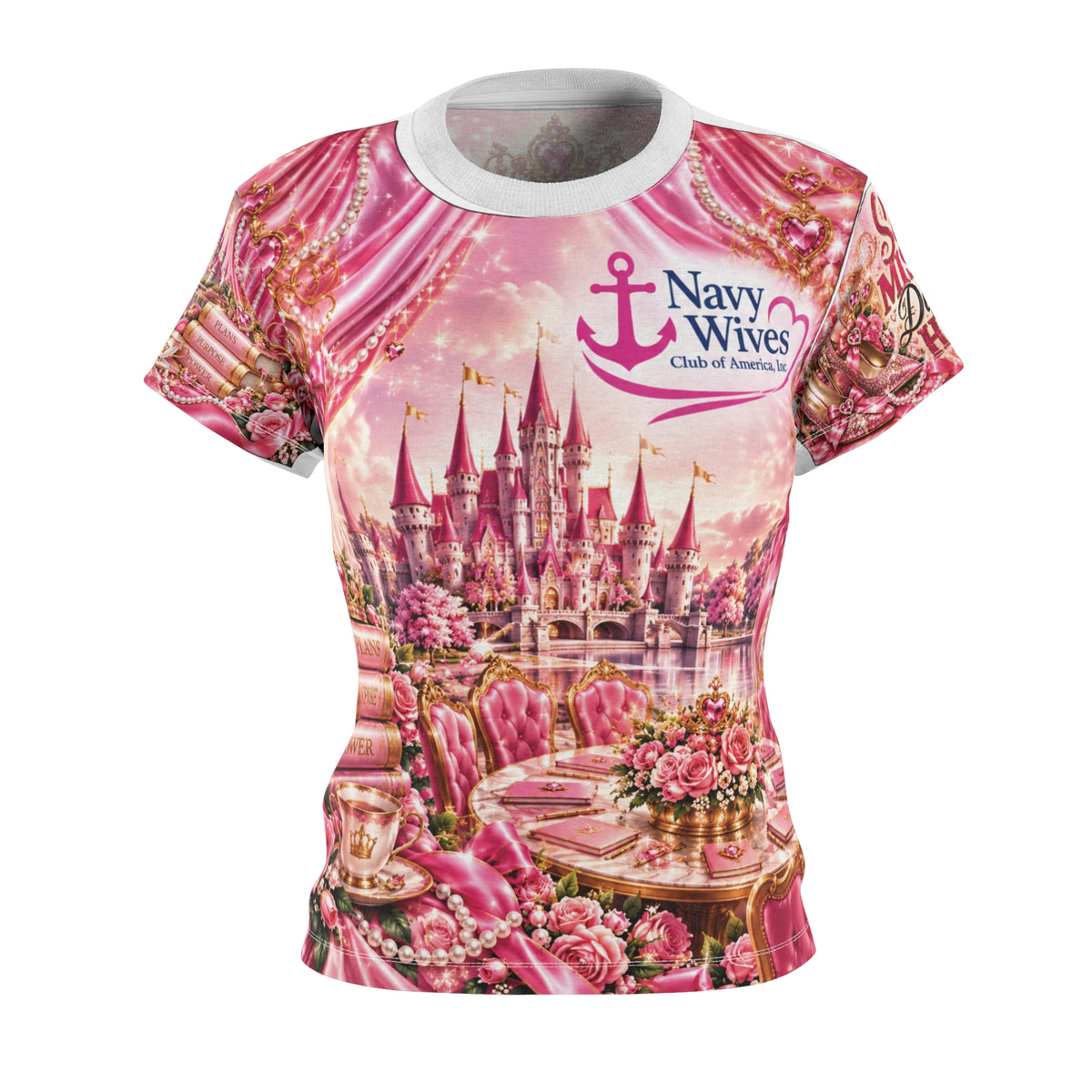 Navy Wives Pink Castle All-Over Print Women's Tee