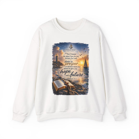 Anchored Together Nautical Faith Crewneck Sweatshirt — Military Family Gift
