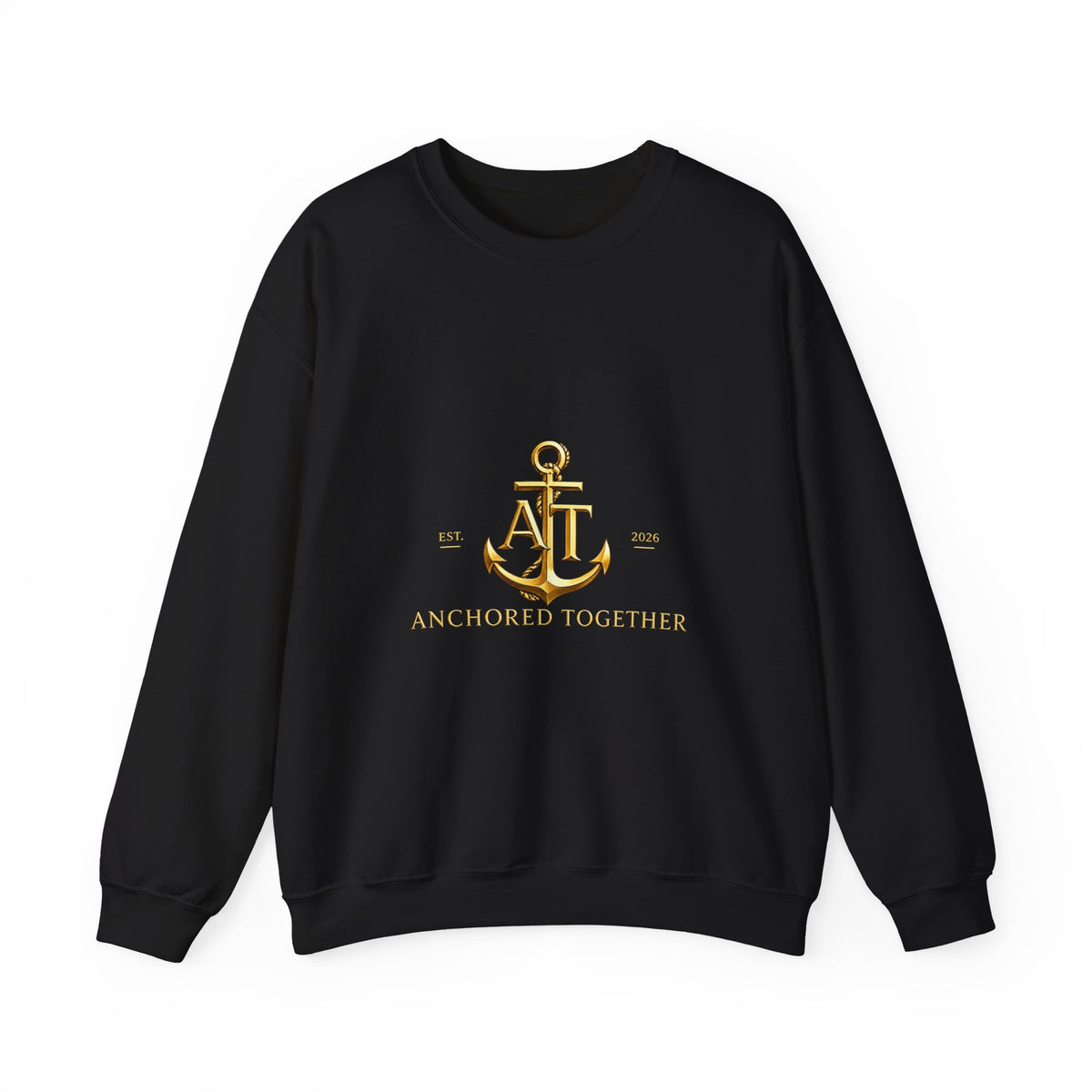 Crewneck Sweatshirt — Gold Anchor 'Anchored Together' Nautical Couples Crew