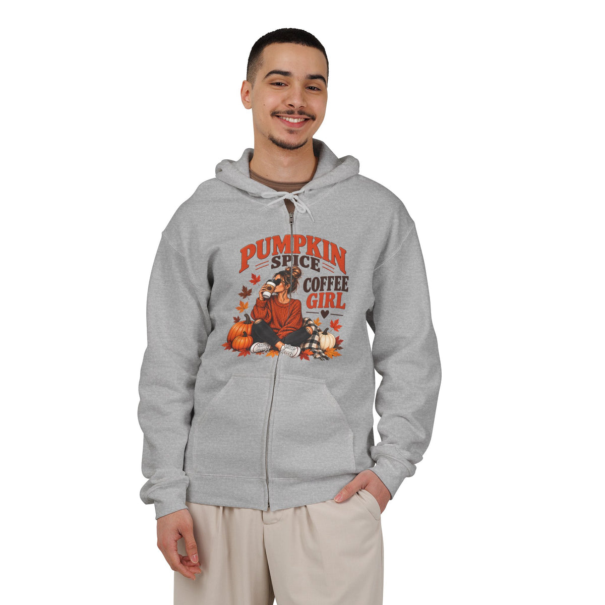 Pumpkin Spice Coffee Girl Zip Hoodie — Fall Pumpkin Autumn Sweater