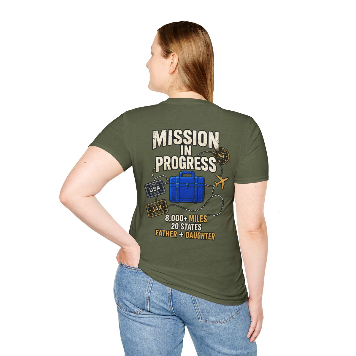 The Pursuit: Mission In Progress Travel T-Shirt — 'Mission In Progress' Father & Daughter 40,000 Miles Tee