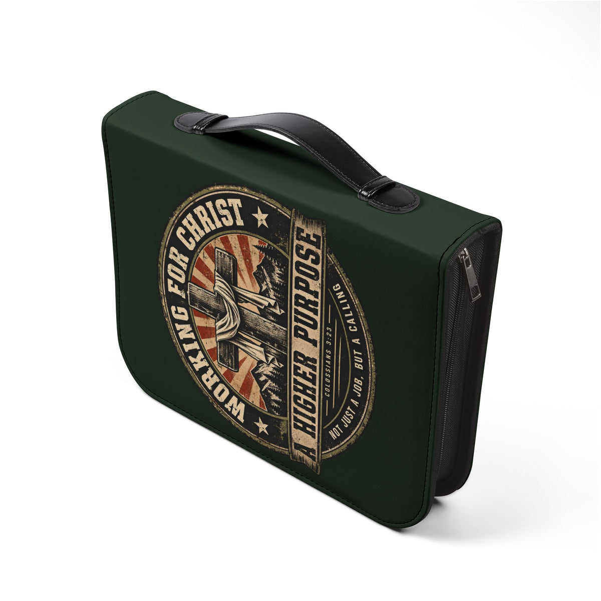 Bible Cover — "You Never Fought Alone / God My Battle Buddy" Christian Zip Bible Case