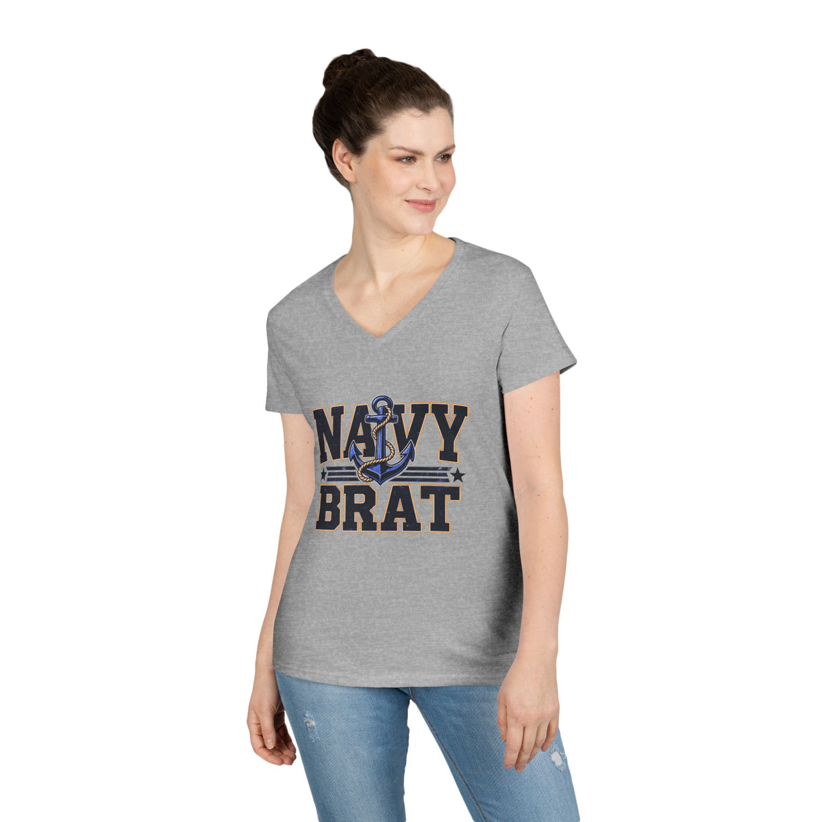 Navy Brat V-Neck Tee — Women's Military Family Shirt