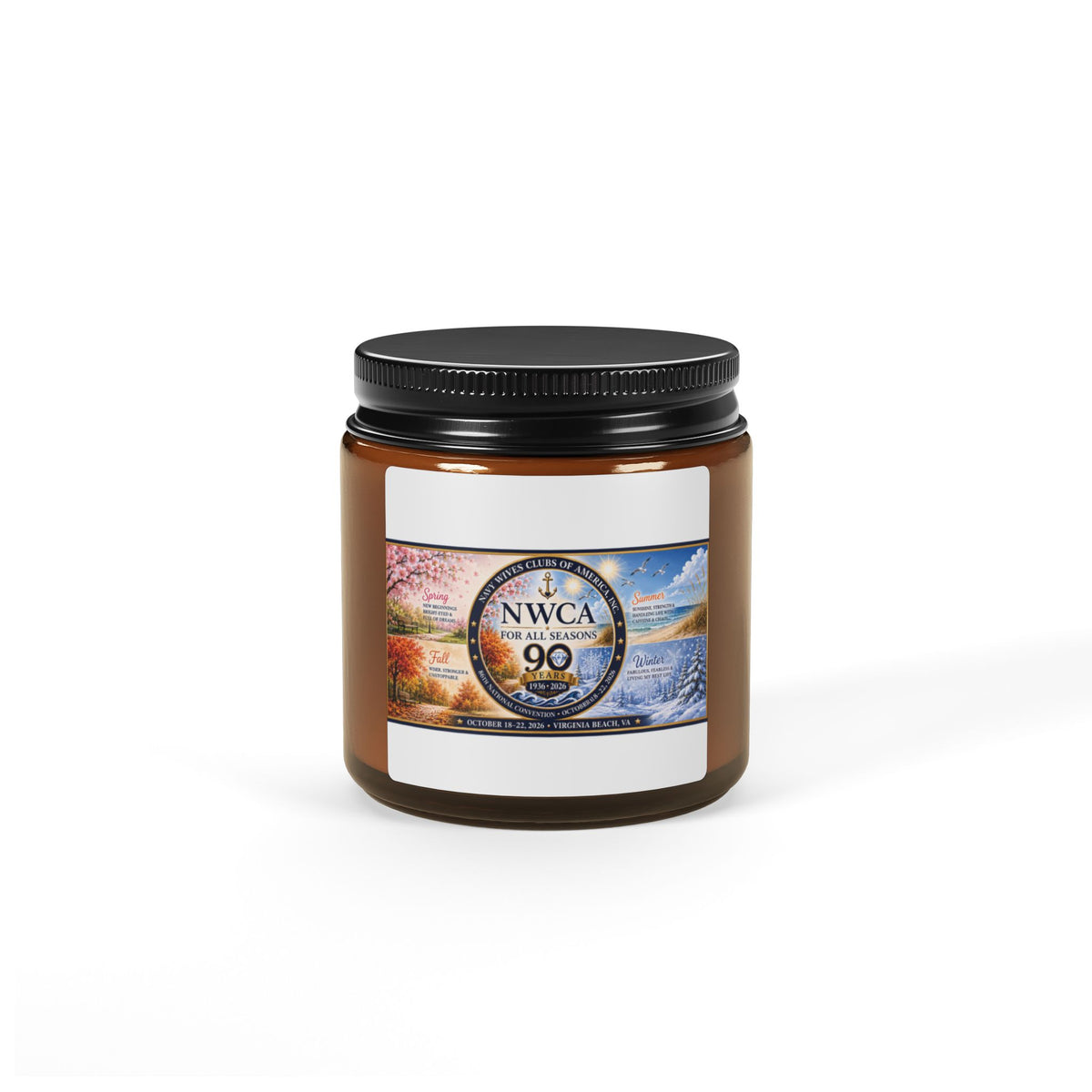 NWCA 90th Anniversary Scented Soy Candle — Amber Jar (Multiple Sizes)