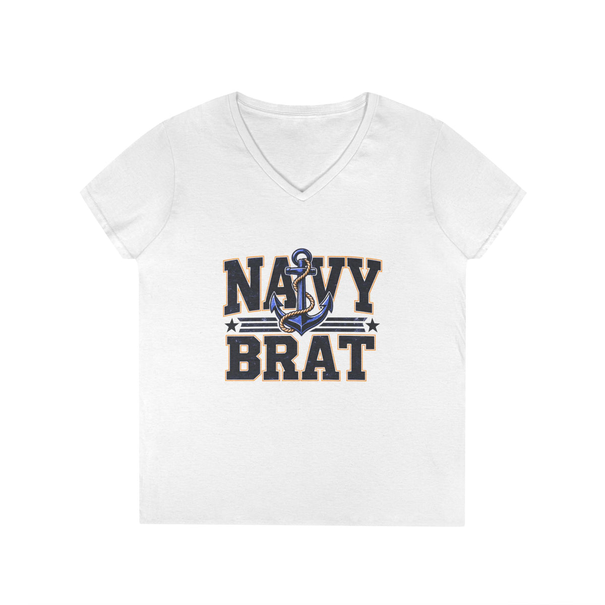 Navy Brat V-Neck Tee — Women's Military Family Shirt